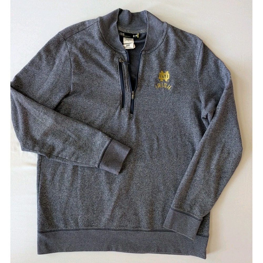 Under Armour Notre Dame Fighting Irish 1/4 Zip Pullover Sweatshirt Mens Lg Gray